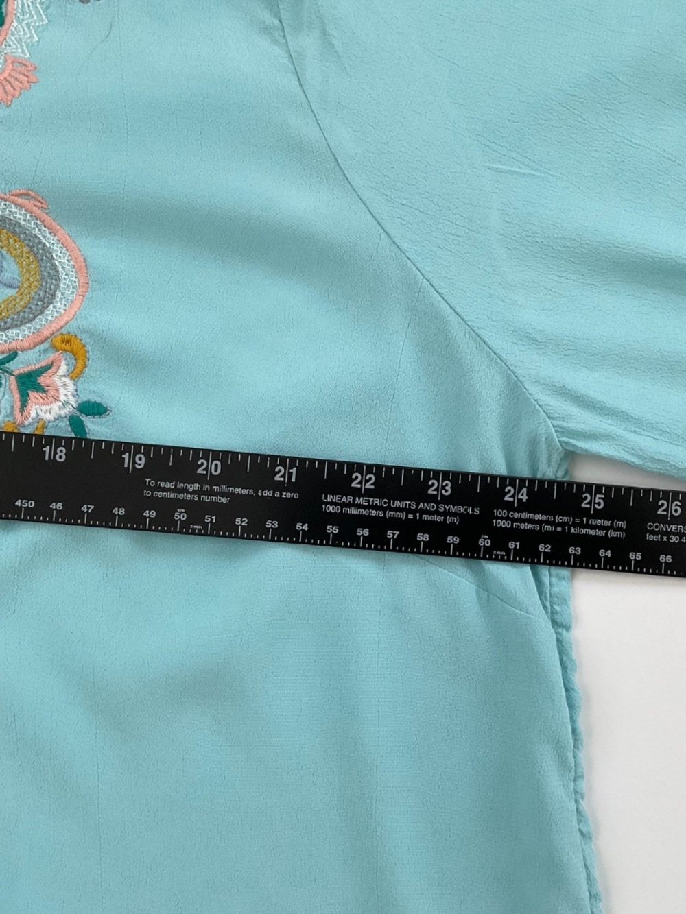 Soft Surroundings River Island Tunic 2 XL Aqua Blue Embroidered Boho Resortwear - Picture 6 of 12